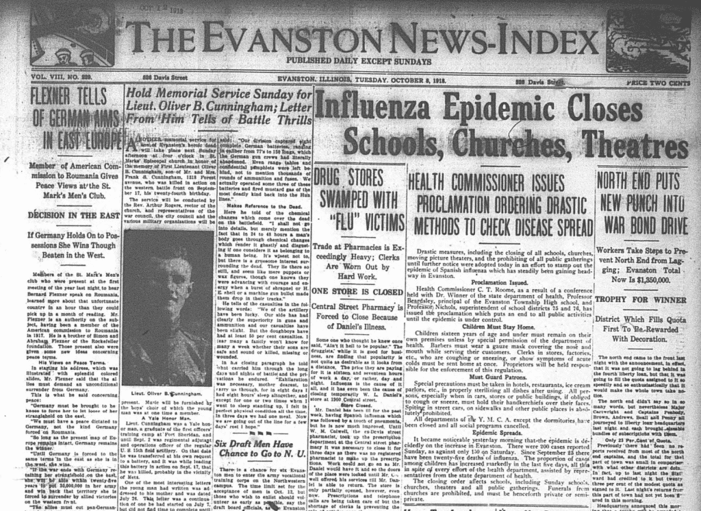 Front Page of The Evanston News-Index October 8, 1918